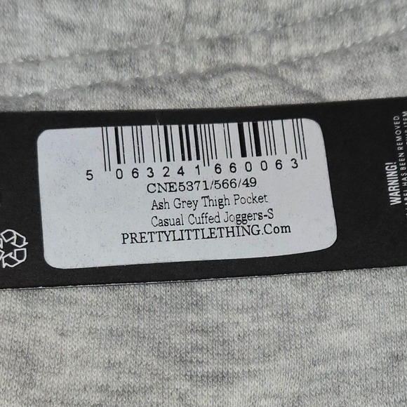 PRETTYLITTLETHING Ash Grey Thigh Pocket Casual Cuffed Joggers Size S - Picture 3 of 7